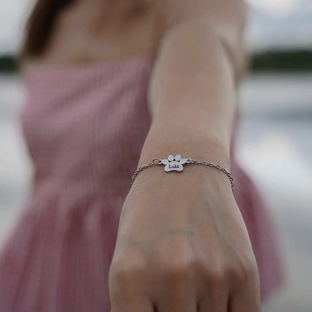 Brățară personalizată cu lăbuță din oțel inoxidabil unisex, model Tinou — fotografia 6